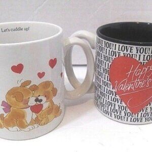 Lot Of 2 Valentine's Day Coffee Tea Mugs